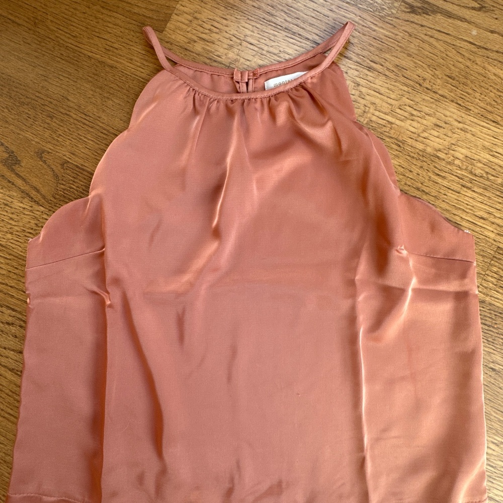 Peach satin look cami top size M